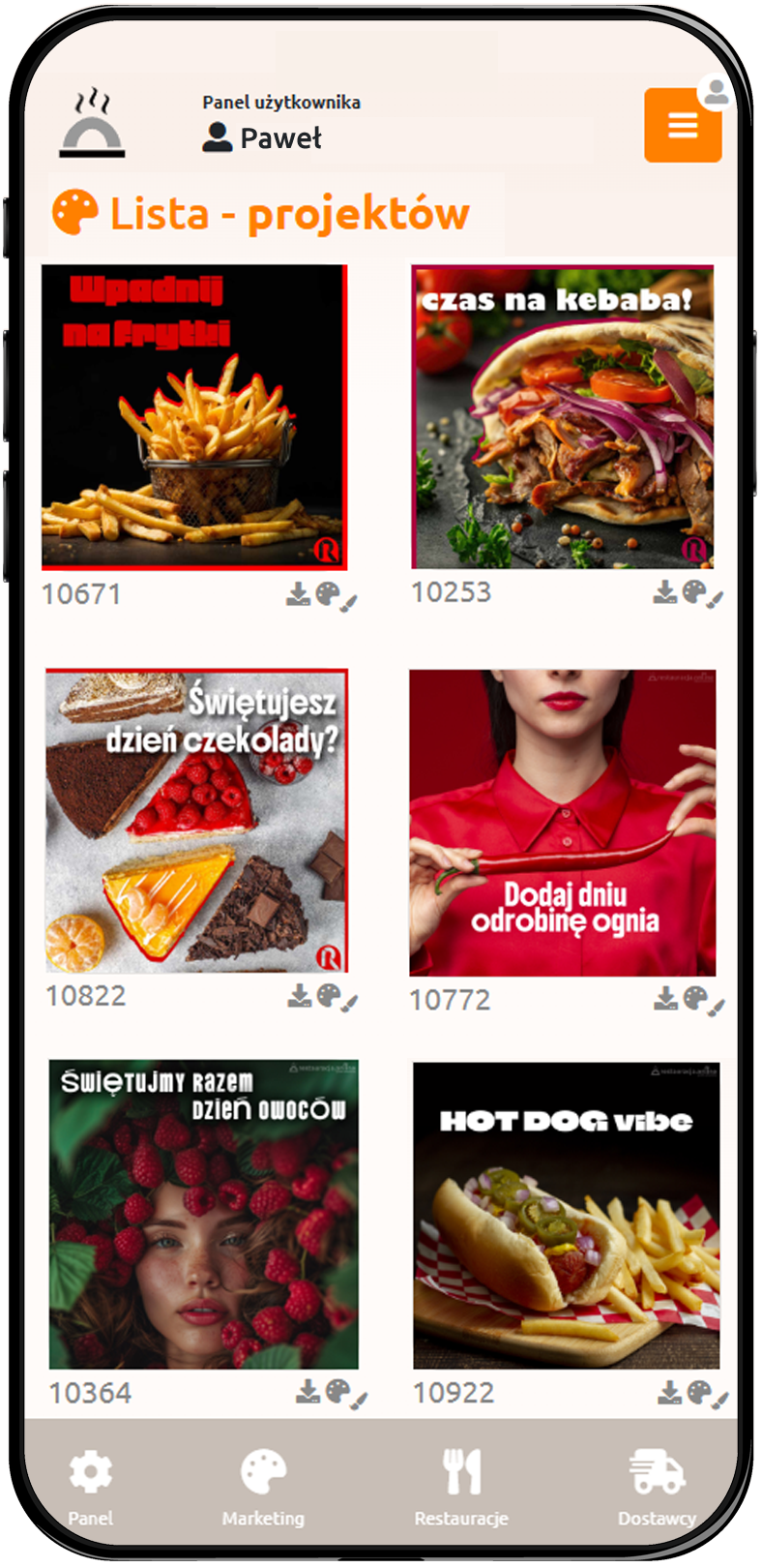 Rspot App - lista projektów graficznych w aplikacji